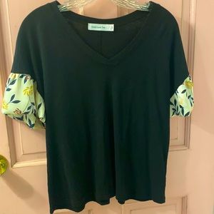 Black V-Neck Good Luck Tee